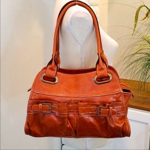 NWOT Brown Vegan Leather Shoulder Bag in an auburn / medium brown tone